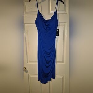 Guess Womens Blue Cowl Midi Party Slip Dress